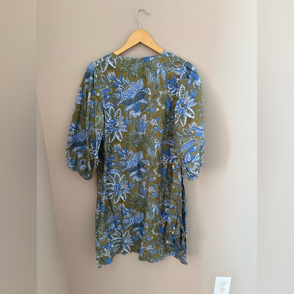 Talbots Olive and Sky Blue Paisley Dress Size 10 - Picture 7 of 8